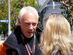 Bob Parker talking to a journalist