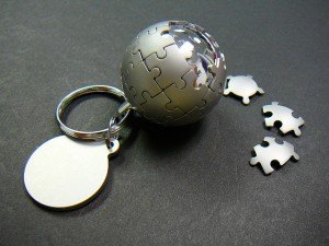 Wikipedia globe keychain