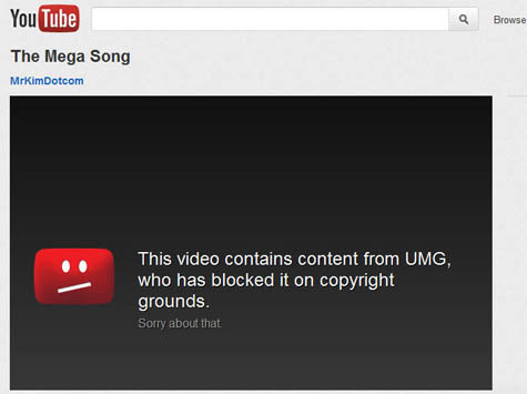 Mega Song block notice on YouTube