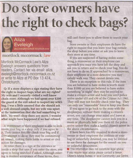 The War On Youth “Random” Pak’nSave Bag Searches