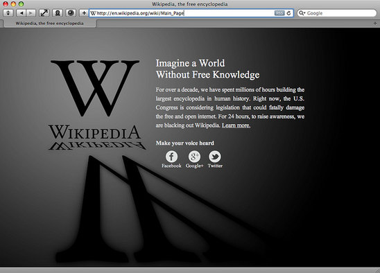 Wikipedia SOPA PIPA Blackout Protest