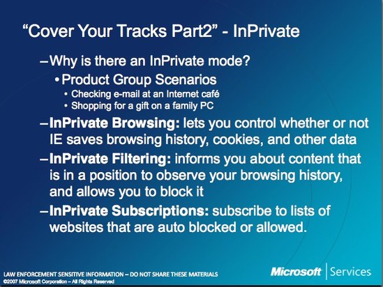 Microsoft Law Enforcement InPrivate